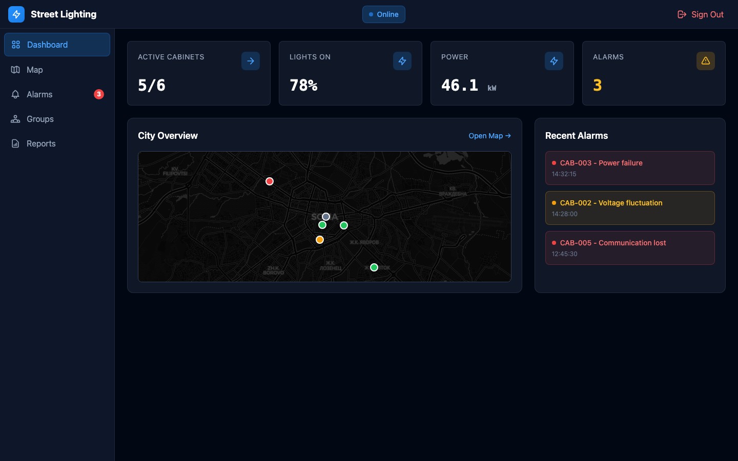 LumoCity — Street Lighting Control preview